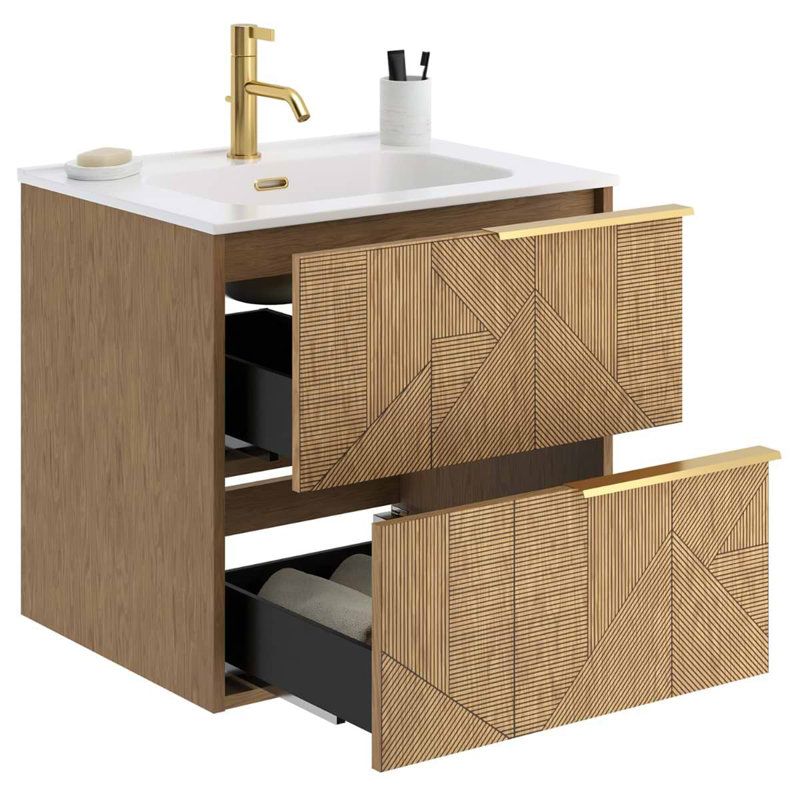 Kora 24.02" Wall Mounted Single Bathroom Vanity with Top, Gold