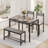 4 - Piece Four Leg Dining Set, Kitchen Table With Bench And 2 Chairs, Grey