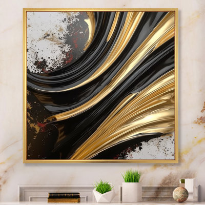 Contemporary Bliss Black And Gold Minimalism I - Abstract Painting Wall Decor