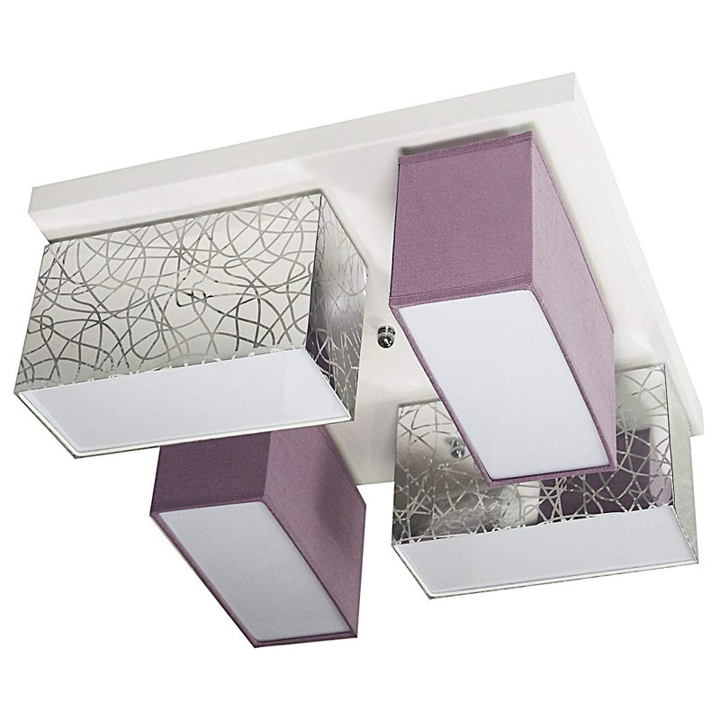 Pasko Fabric Semi Flush Mount, Silver and purple
