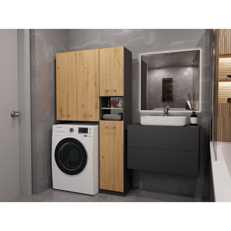 Narla MDF Wood Laundry Room Organiser, Anthracite/Artsian