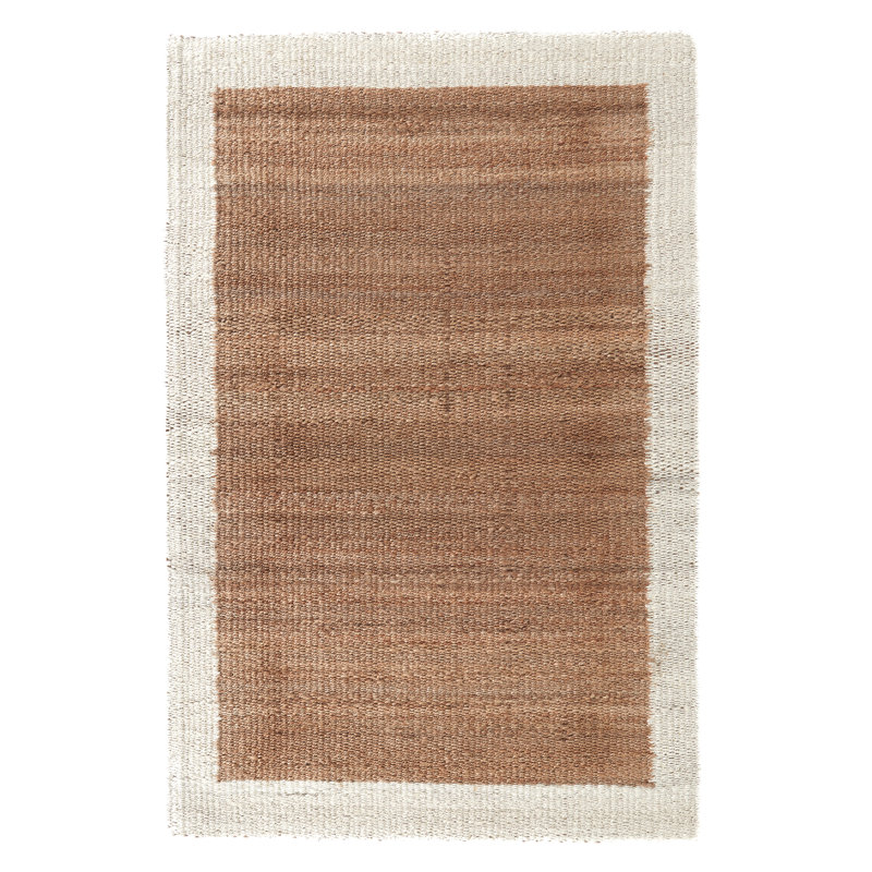 Handmade Rectangular Ivory and Natural Wool Area Rug 8' x 10'