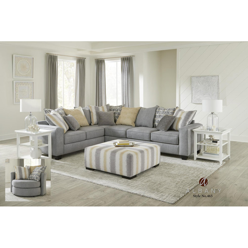 Canapé modulaire de coin rembourré 2 pièces Bretas, Polyester gris