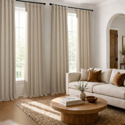Ottis Faux Linen Room Darkening Curtain Panel