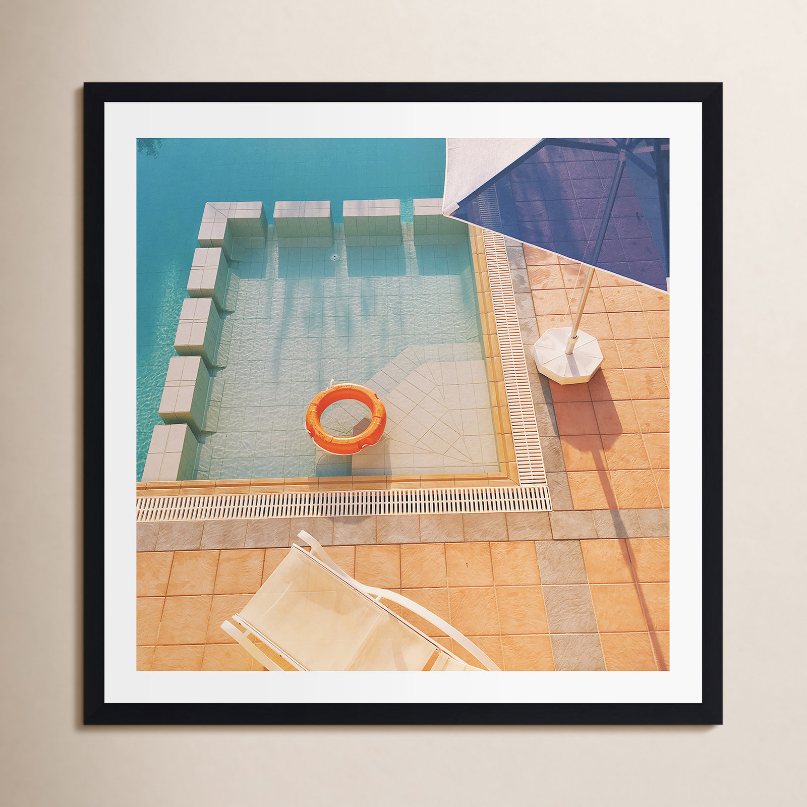 Cassia Beck Swimming Pool by Cassia Beck, 20" H x 20" W  , Black Single Framed, Yes