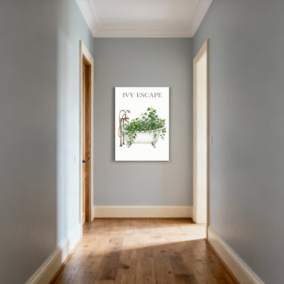 «Ivy Escape Bathaign With Greenery», reproduction d'art sur toile tendue sur toile, ensemble de 1