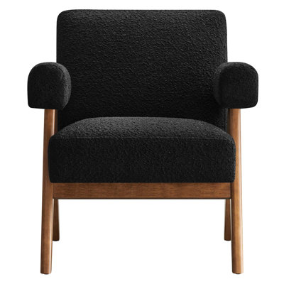 Lyra Boucle Fabric Armchair in Black