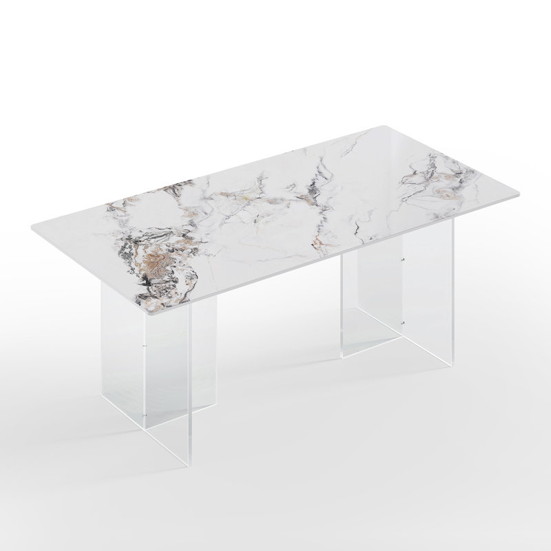 Table de salle à manger 70,86 po Braisley, Émeraude, blanc