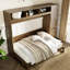 Lit avec rangement pour garde-robe, tablettes ouvertes en bois antique - garde-robe pleine grandeur à espace optimisé et décoratif, tiroirs