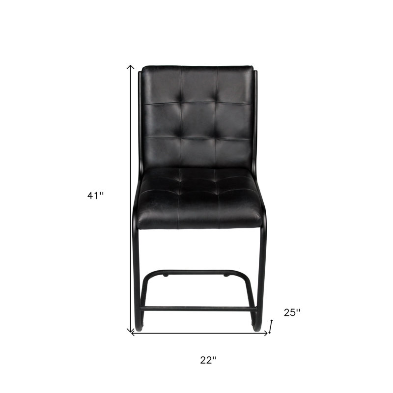 Chaise d'appoint capitonnée en cuir capitonnée noire