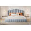 Tête de lit tapissier en velours pour lit de grand lit, sans sommier tapissier, bleu clair