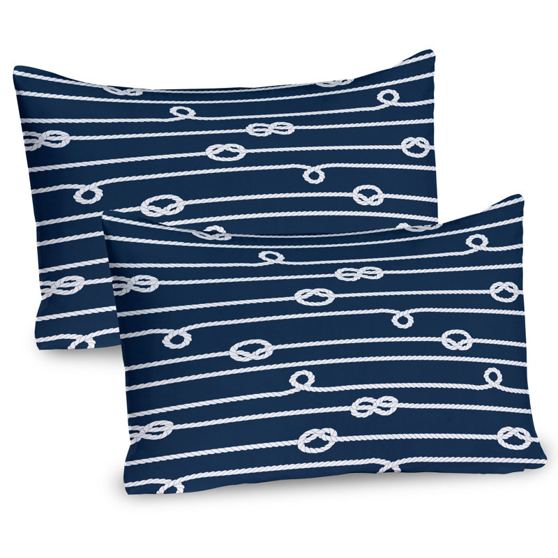 Ambesonne Navy Blue Pillow Sham 2 Pack Sailor Knots Marine  White and Blue, 20" H x 30" W