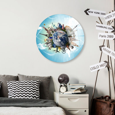 Superbe peinture décorative en verre trempé de 23,6 po de diamètre | 100% verre trempé incassable, épaisseur de 0,16 po | Impression UV haute résolution aux couleurs vives, facile à nettoyer | Art mural parfait pour la maison et le bureau