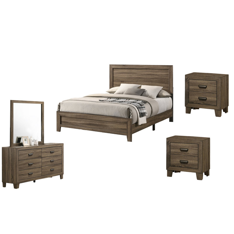 Ensemble de chambre à coucher standard 5 pièces Anastasia, Très grand californien, Gris