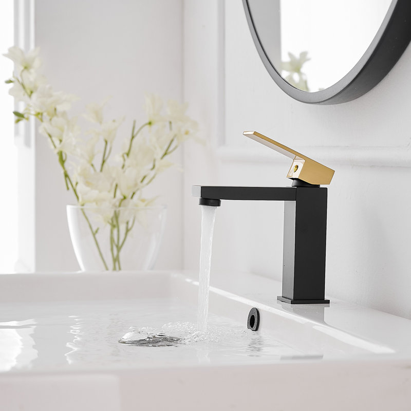 Single-Hole Single-handle Bathroom Faucet, Gold/Black
