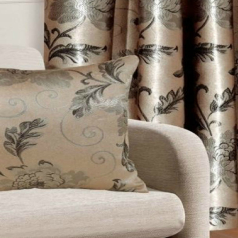 Wyke Floral Square Euro Cushion Cover, Coffee, 43cm H x 43cm W x 2cm D