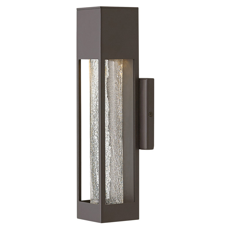 Vapor Crackled Glass Outdoor Armed Sconce, Bronze, 14" H x 4.75" W x 3.75" D