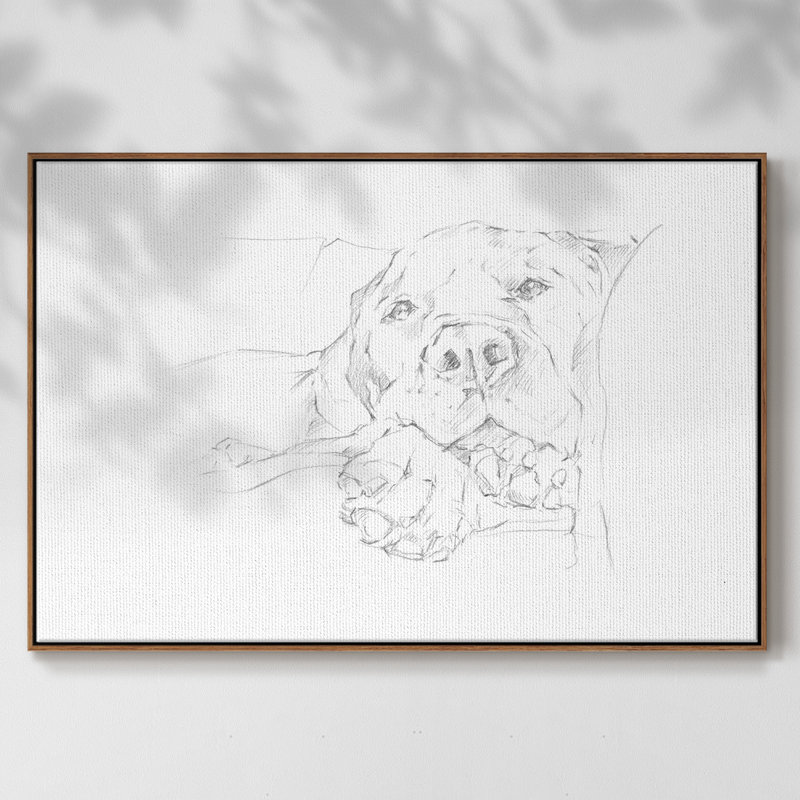 Lazy Dog I, H 17 po x l 25 po x P 2 po, Cadre noyer, Pas de tapis