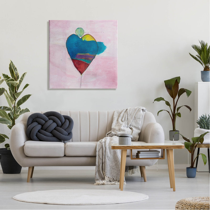 «Rose Contemporary Heart Circle», art mural par Michelle Oppenheimer, H 30 po x l 30 po x P 1,5 po, Toile tendue
