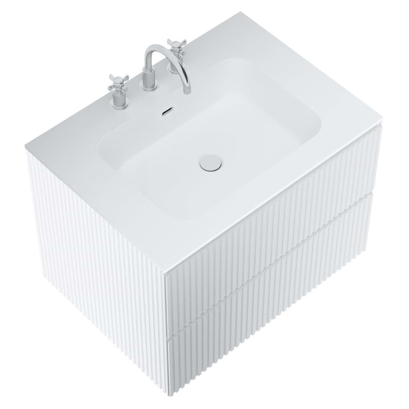 Linear 30" Wall Mounted Single Bathroom Vanity with Top, White, 30"