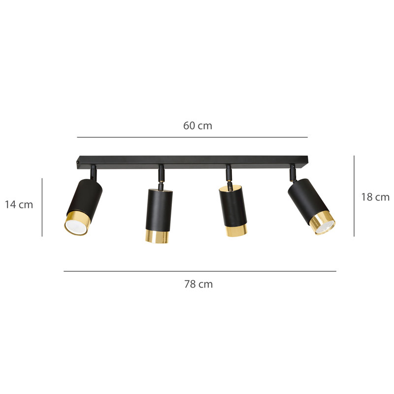 Cromwell 78cm 4 -Light Track Kit, Black, Gold