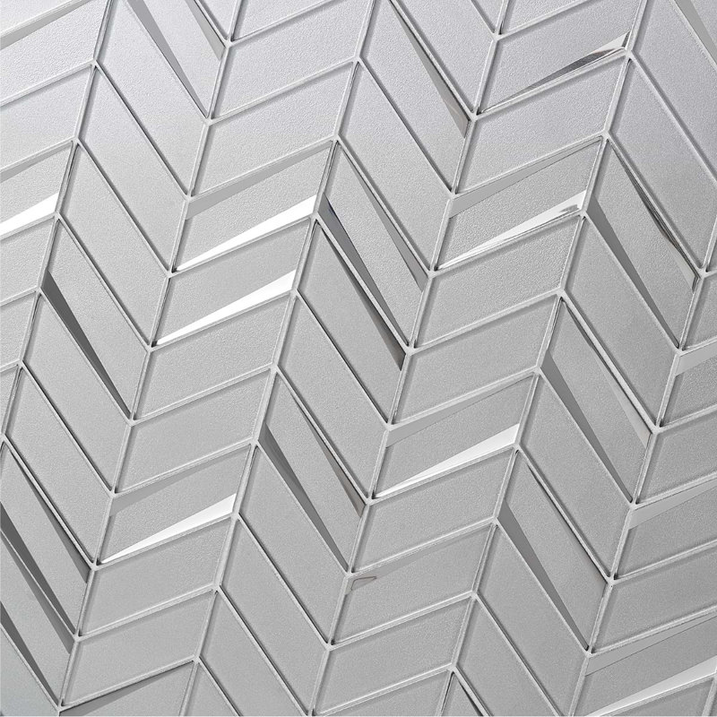 Kasol 11x13 Chevron Polished Mirrorerd Glass Mosaic Tile, Milano Mirror