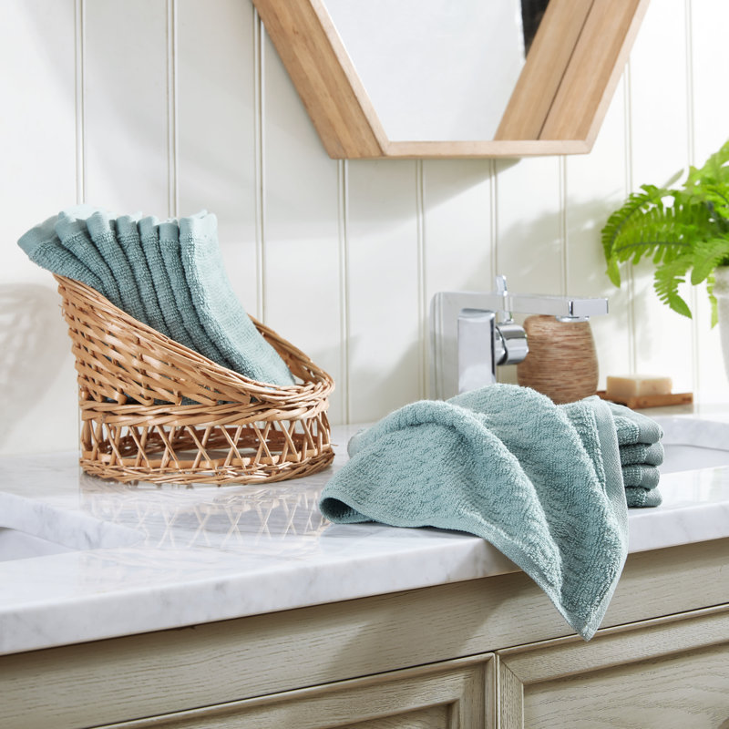 12 Piece 100% Cotton Washcloth Towel Set, Turquoise