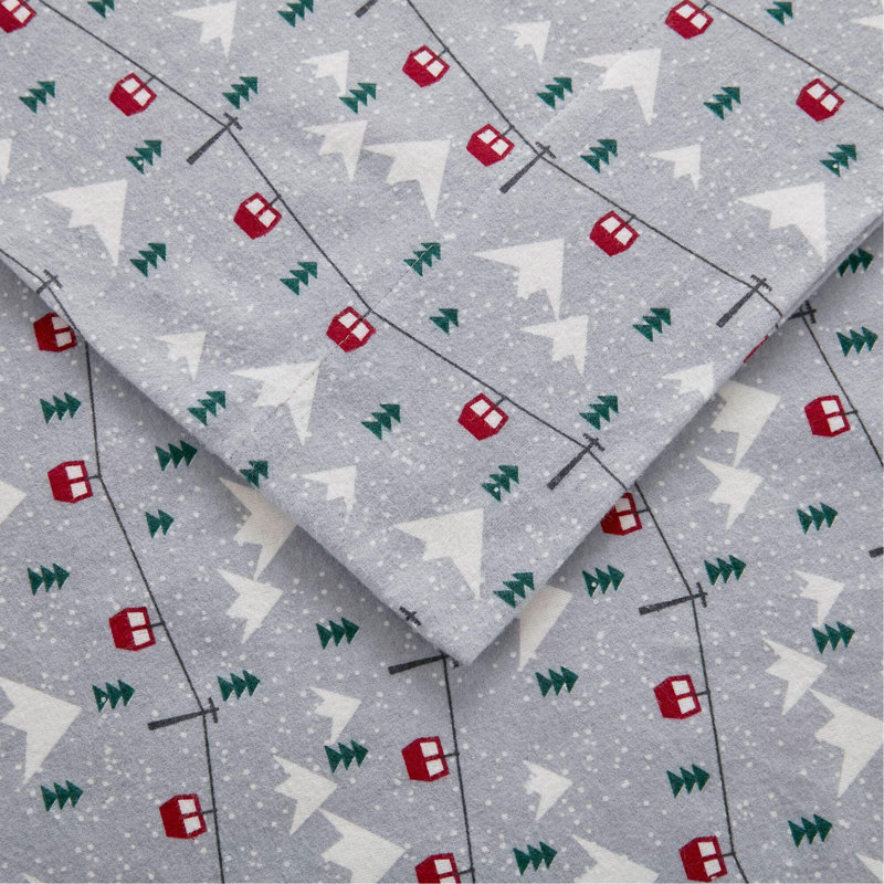 Ensemble de draps 4 pièces grand saut à ski gris, flanelle douce, literie confortable et durable pour des nuits douillettes