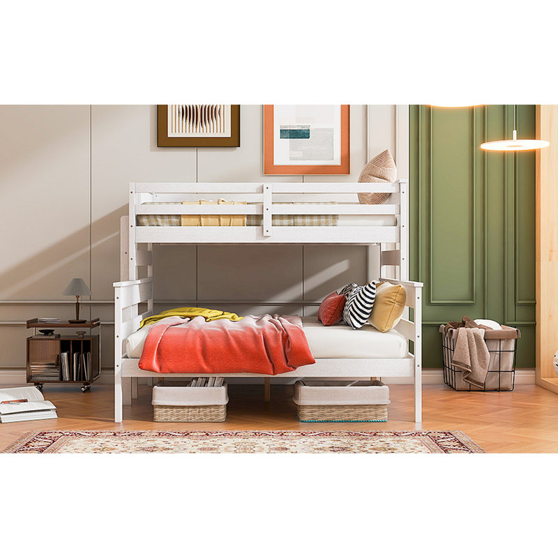 Lit superposé en bois avec échelle, White