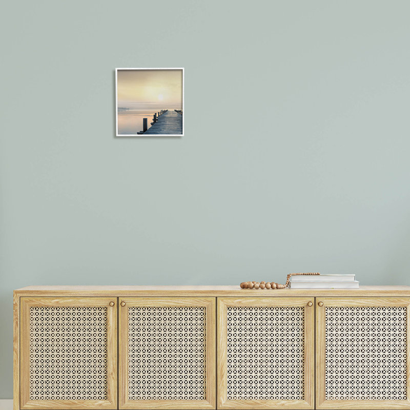 «Morning Dock Waterfront Sunrise» par Mike Calascibetta - photographie sur bois, H 12 po x l 12 po x P 1,5 po