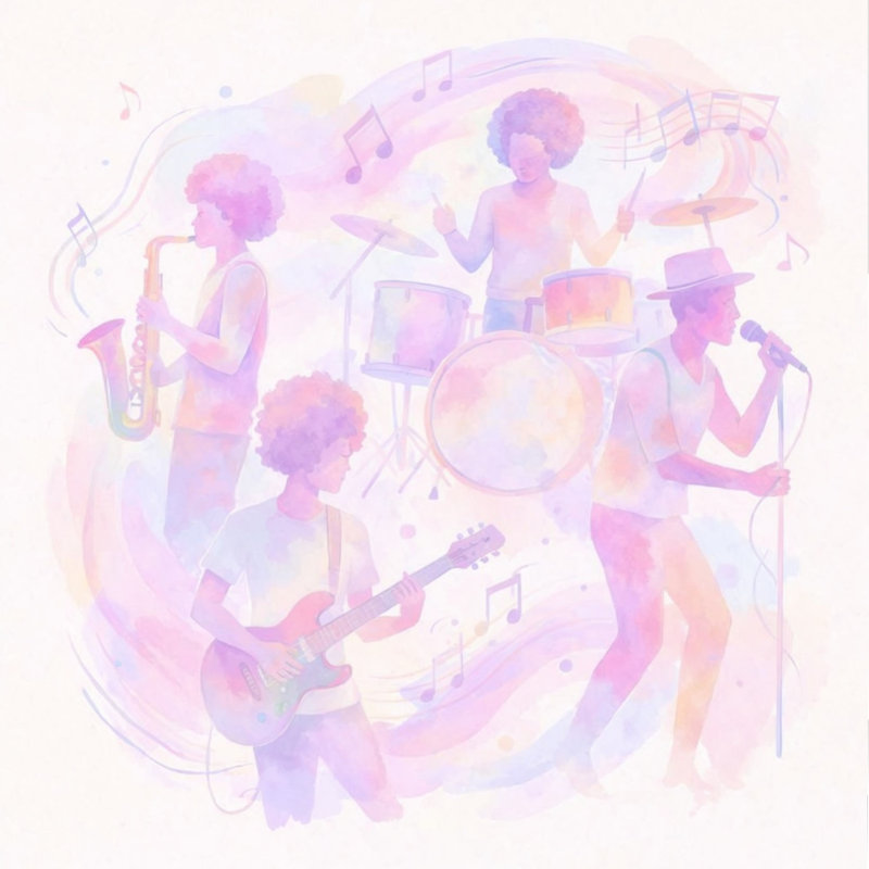 Concert de jazz pour groupe de musique, Grand lit, Pêche légère et lavande douce