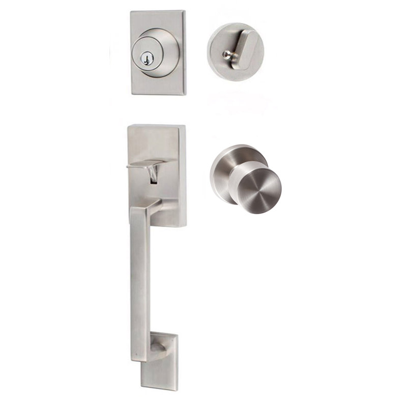 Ensemble de fausse poignée Kolle avec tour de pouce rond, garniture de combiné ronde Bergen, Acier inoxydable satiné