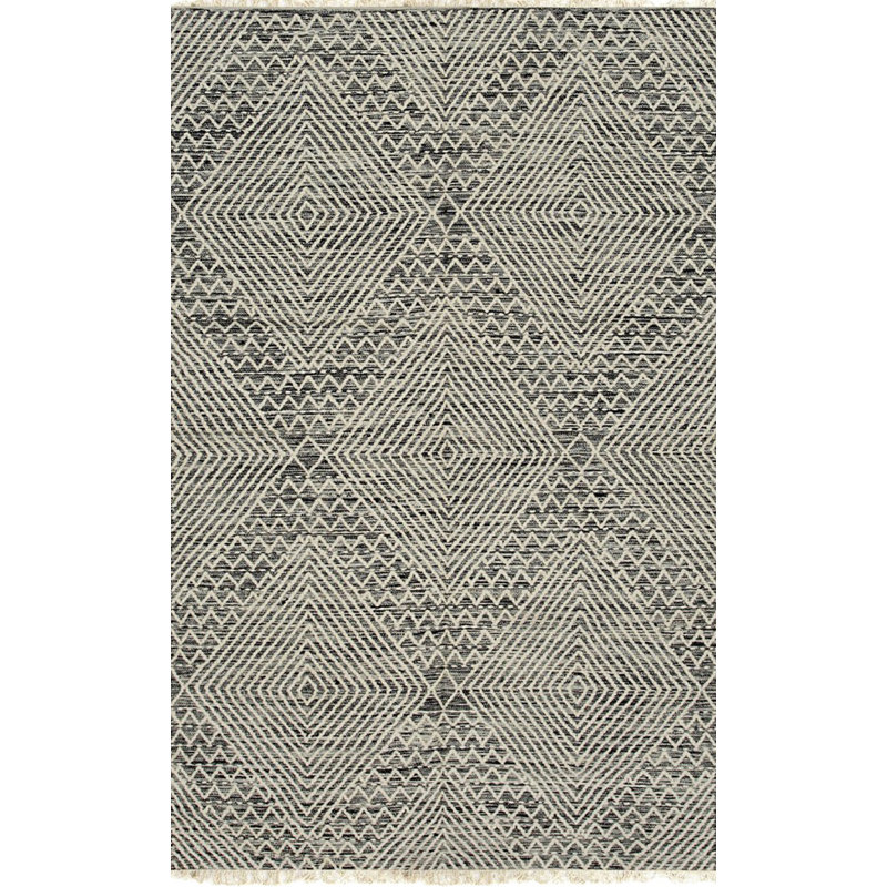 Celia Kilim Blue Handmade Wool Black Contemporary Geometric Area Rug, Runner 2' x 8'