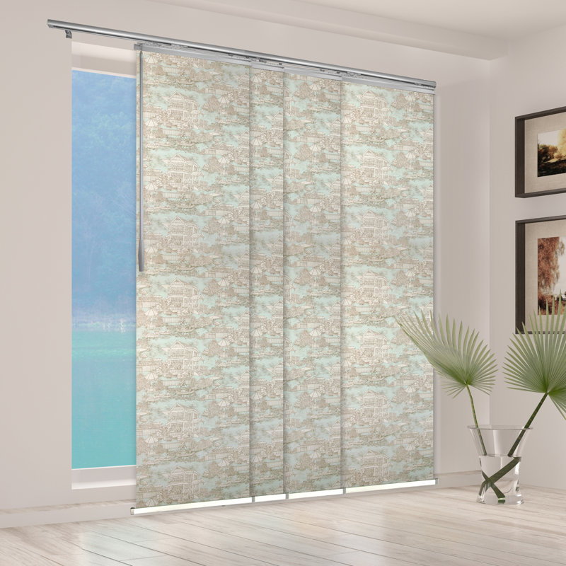 Abelia Semi Sheer Vertical Blind, 88''W x 94''L, Satin Nickel