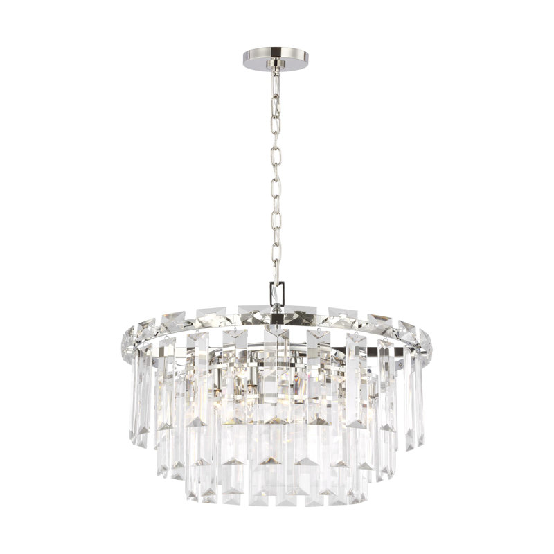 Elegant Arden Polished Nickel & Crystal 24" Tiered Chandelier
