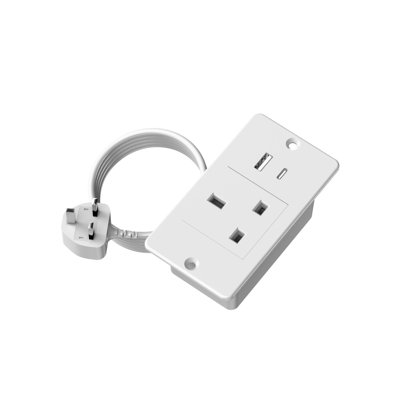 Recessed Power Outlet with USB-C & USB-A Ports, Flush Mount Built-in Desk Power Strip with 1 AC Socket for Furniture Countertop