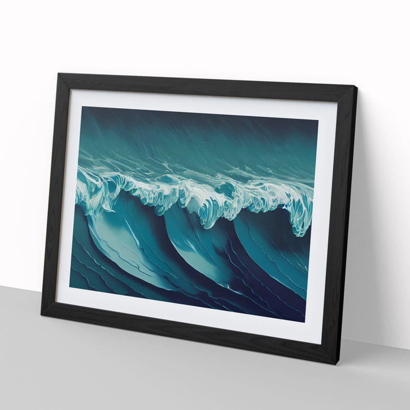 Eye Catching Ocean Wave 1 Piece Single Picture Frame Painting, 34cm H x 46cm W x 2cm D, Black