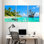 Nautique, plage tropicale avec bateau pirate et bateau, ensemble de 3 impressions sur toile