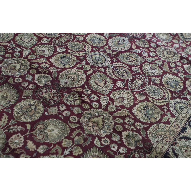 Tapis rouge et noir noué à la main de haute qualité