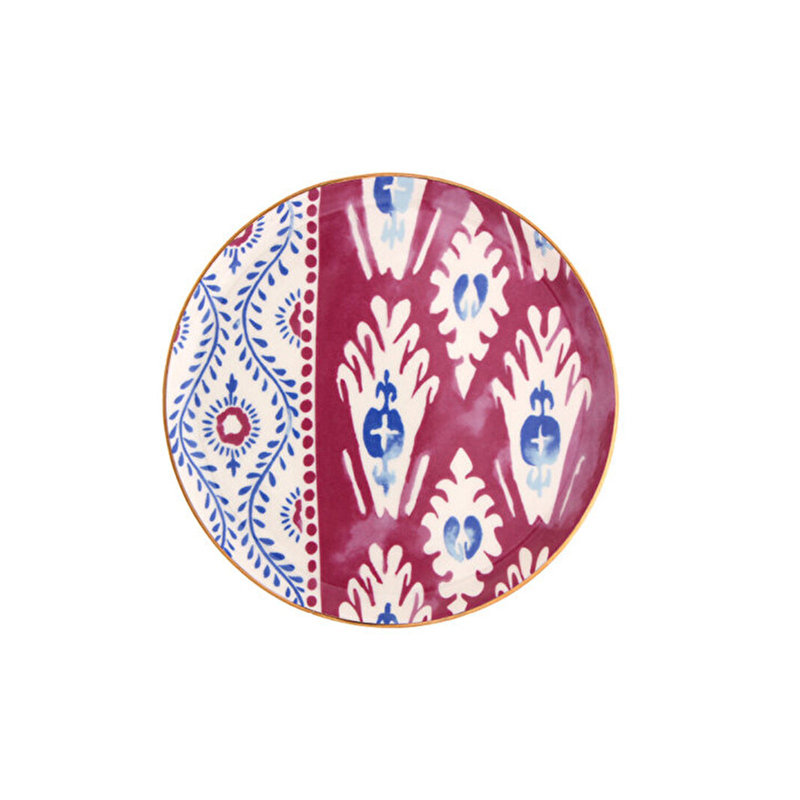 Ikat Set Of 6 Side Plates, Multicoloured, 20 Cm