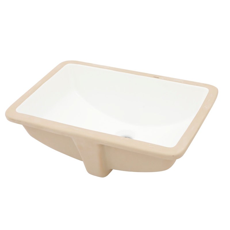 Lavabo de salle de bain encastré en céramique blanche avec trop-plein - Teinture, pour le bureau et différentes utilisations