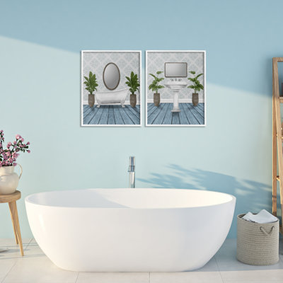 Bathroom's Restful Wash 2pc Framed Giclee Set, design by Marcus Prime