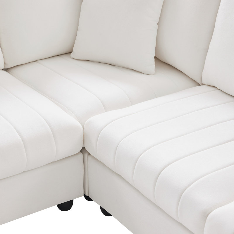 Canapé modulaire moderne avec assise profonde 89 * 79 ", Polyester blanc