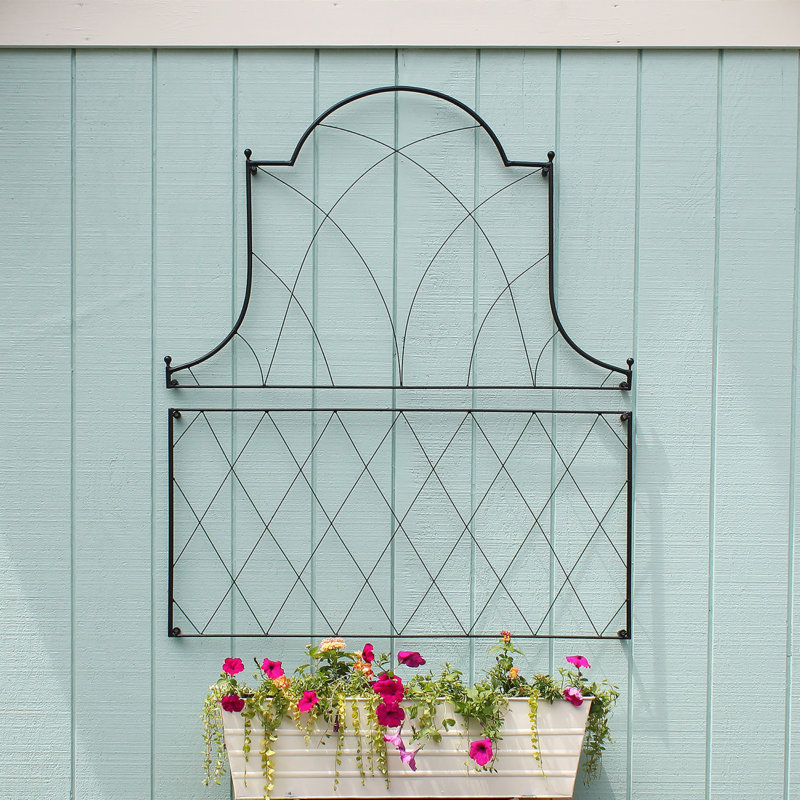 Somerset Black Wrought Iron Garden Trellis, 53" Height
