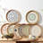 Round Rattan Tray With Mother Of Pearl Inlay, Rattan Serving Tray With Wooden Base, Decorative Wicker Basket For Table Decor, Storage And Display Of Coffee Bread Food Fruit (Leaf 2)