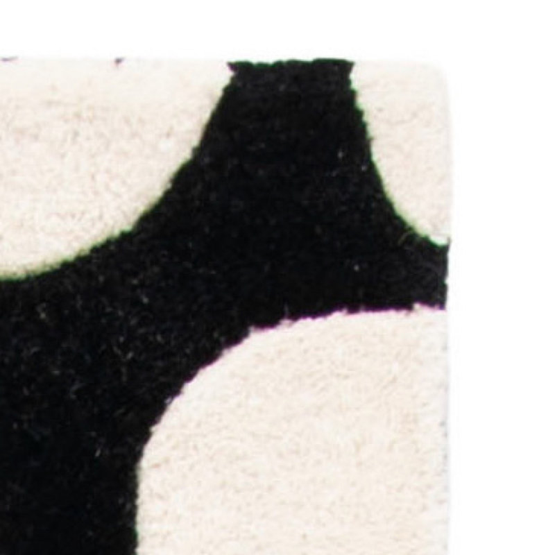 Tapis noir en laine touffeté à la main à motif abstrait Jorie, Carré 6 pi