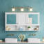 Armoire à pharmacie à miroir avec tablettes ouvertes, rangement mural pour salle de bain, tablette réglable et portes