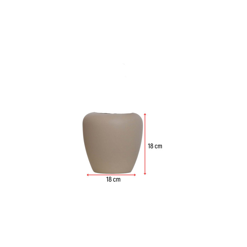 Elegant Ceramic Vase, Beige Color, 7.1 x 7.1 x 7.1 Inches | 100% High-Quality Ceramic, Perfect for Home Decor & Floral Arrangements | Modern Design for Living Room, Office, or Dining Space