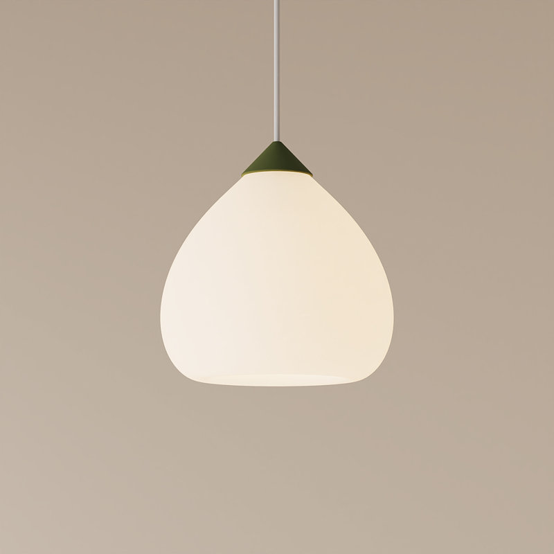 Gulp Pendant Light, Olive, White, 20.6" H x 9.45" W x 9.84" D