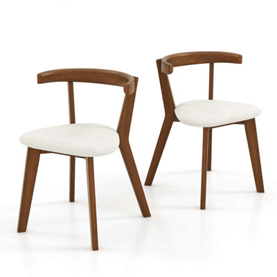 Space-saving Wood Upholstered Dining Chair Set Of 2 With Padded Seat & Curved Back by George Oliver